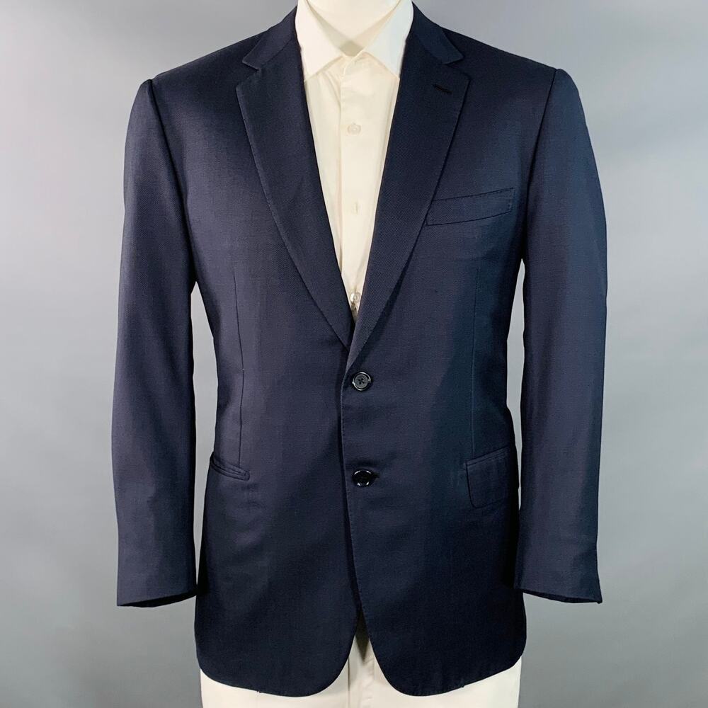 BRIONI Size 44 Regular Navy Wool Twill Notch Lapel Sport Coat